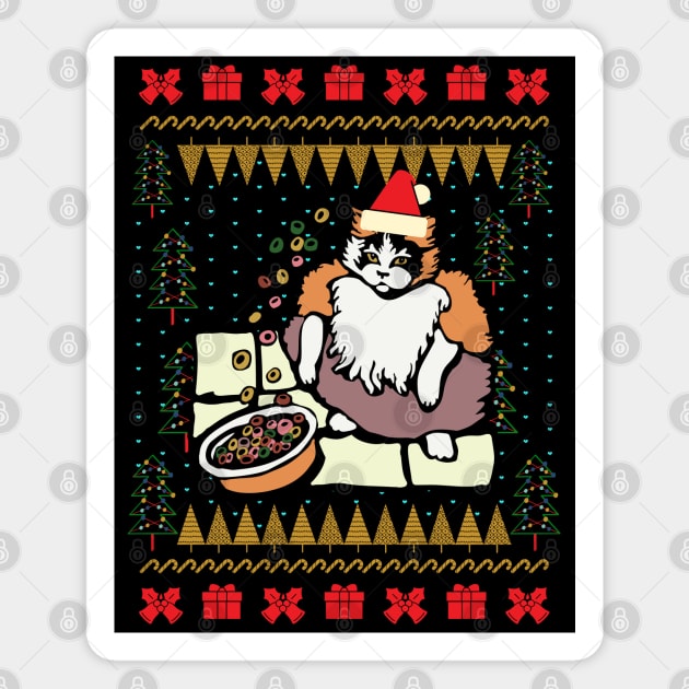 Fruit Loops Cat Meme Ugly Christmas Sweater Magnet by okpinsArtDesign